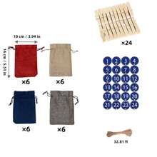 Christmas Advent Calendar 2025, 24 Days Burlap Hanging Advent Calendars Garland Gift Bags Sacks DIY Xmas Countdown Christmas Decorations For Wall Home Office Noel Birthday