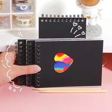 [incluye Un Lápiz De Madera] Cuaderno De Bocetos Artísticos Arcoíris De Dibujos Animados, Papel De Dibujo Para Hacerlo Tú Mismo, Pad De Rascar Para Obras De Arte - azul real - Ver 6
