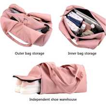 Gym Bag Travel Bag Women Men Travel Duffel Bag With Shoes Compartment Sports Gym Tote Bag Weekend Bag Overnight Bag Yoga Mat Bag For Swimming, Basketball Pink
