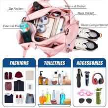 Gym Bag Travel Bag Women Men Travel Duffel Bag With Shoes Compartment Sports Gym Tote Bag Weekend Bag Overnight Bag Yoga Mat Bag For Swimming, Basketball Pink