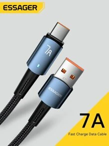 Essager 7A USB Type C Cable For Realme P30 Pro 66W Fast Charging Wire USB-C Charger Data Cord For Oneplus Poco F3 - Blue - View 1