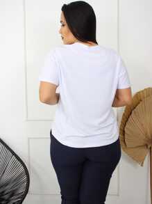 Plus Size T-shirts - 白色 - 查看 2