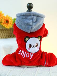 1pc Pet Clothes Cat/dog Winter Hoodie Costume Soft & Warm & Cute Vanilla Bear Red - Red - View 1