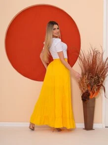 O.SSA FASHION - SAIA LONGA TRES MARIAS - Amarelo - Visão 2