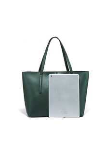Ladies' Solid Color Minimalistic Shoulder Tote Bag - Green - View 5