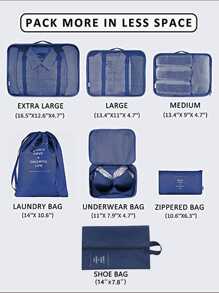 7pcs Letter Graphic Travel Storage Bag - Royal Blue - View 2