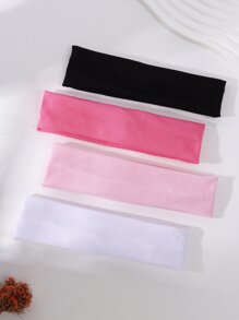 4 chiếc băng đô thể thao màu trơn, băng đô co giãn thời trang thường ngày Tiara - Nhiều màu - Xem 1