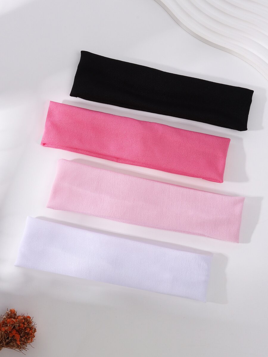 4 chiếc băng đô thể thao màu trơn, băng đô co giãn thời trang thường ngày Tiara - Nhiều màu - Xem 1