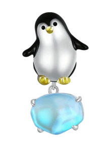 1入組時尚925純銀水晶企鵝吊墜釘珠適合女士適合手鍊手鐲DIY珠寶製作約會禮物精細的女士們首飾類 - 銀色 - 查看 4