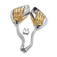 一對通用摩托車骨架骷髏手後視鏡 8 毫米 10 毫米摩托車後視鏡踏板車越野 - 黑色 - 查看 8