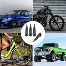 4 件装轮胎气门嘴盖，铝制轮胎气门嘴盖套装，耐腐蚀，通用气门嘴盖，适用于汽车、卡车、摩托车、SUV 和自行车 - 藍色 - 查看 2