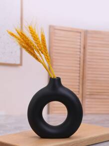1pc Circle Shaped Abstract Design Flower Pot Home Decoration Ornament - Black - View 2
