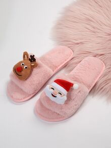 Comfortable Ladies' Christmas Home Slippers - Pink - View 2
