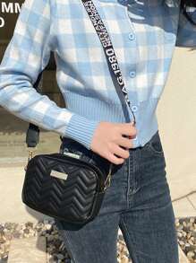 Letter Print Shoulder Strap Crossbody Bag For Women - White - View 5