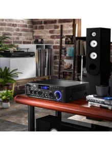 车载功放蓝牙接收器音频放大器2声道HiFi迷你功放家庭影院立体声接收器 - 黑色 - 查看 9