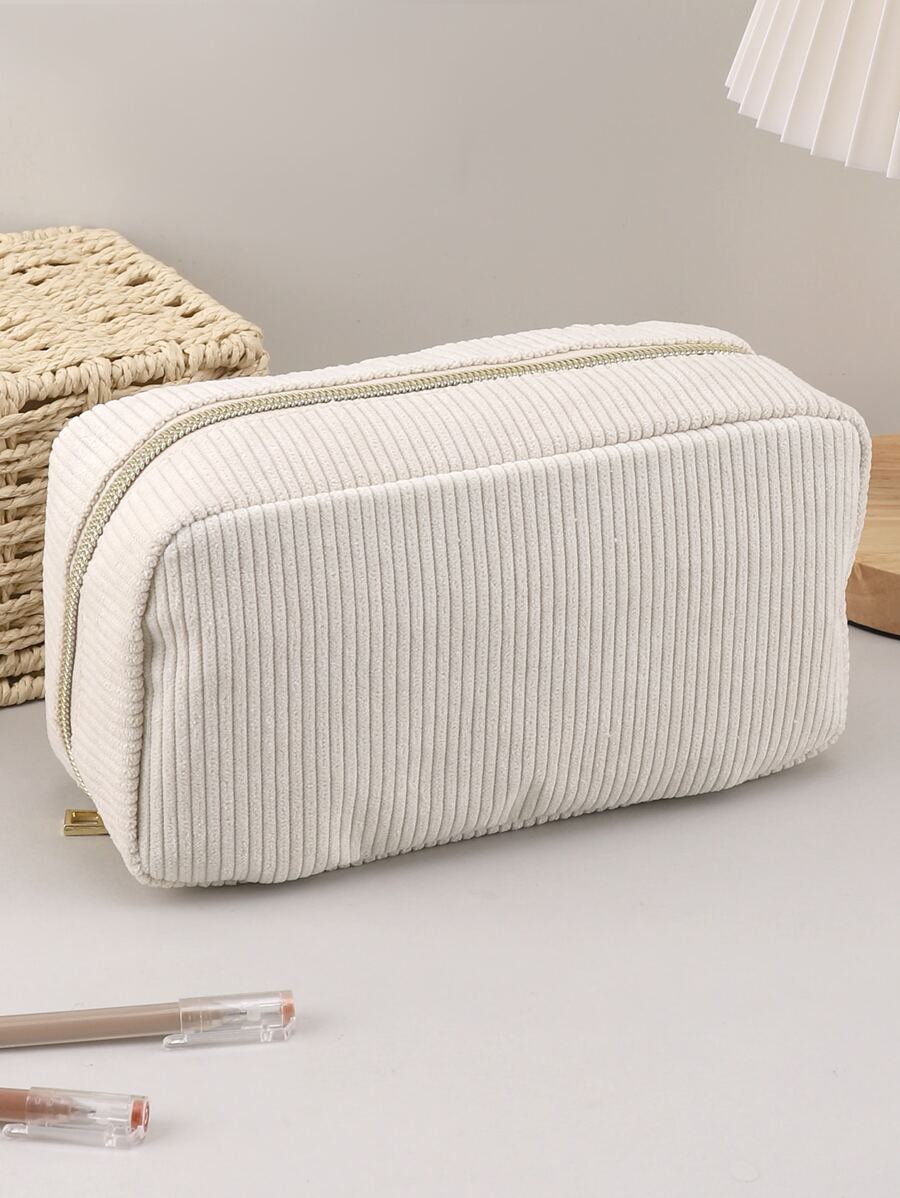 1pc Pencil Case Solid Color Plaid Multifunctional Pencil Case Diamond