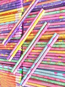 8 Piezas Lápices Inspiradores Hb En Versión Inglesa Con Aroma A Fruta, Hechos De Madera