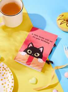 Opjoys 1pc Cat Birthday Card, Greeting Card, Gift For Cat, Cat Happy Birthday Gift, Funny Cat Cards, Kitty Pattern - Red - View 4