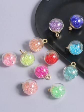 20入組/套創意玻璃彩色水鑽裝飾球DIY吊墜適合女士DIY首飾製作