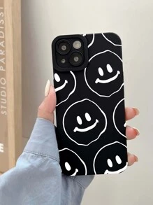Eyes And Smile Pattern Black Line Design Phone Case Compatible With Apple - Multicolor - View 1