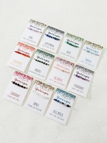 1pc Fashionable Stone Decor String Bracelet For Women For Birthday Gift - Navy Blue - View 1