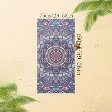 1pc 75cm*150cm Polyester Fiber Beach Towel, Printed Craft, Portable, Suitable For Seaside Beach - Multicolor - View 4