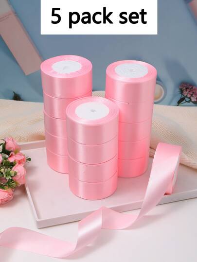 (5 Rolls Ribbon) DIY Rose Flower Materials Satin Ribbon Decor Cake Gift Packaging Woven Ribbon Wedding Party Bow Ribbon For Graduation Ceremony Bride Gift Packaging Birthday Decor Wedding Supplies Bridesmaid Gift Party Favor Back To School DIY Hair Clips Thanksgiving Christmas Handmade Rose Ribbon New Year Valentine's Day Wedding New Year