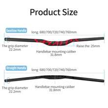 Mtb Carbon Handlebar Bicycle Handlebar 31.8*580-680/720/760mm Glossy Black Handlebars For Mountain Bike Accessories