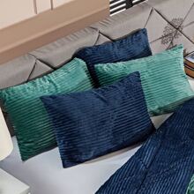 Kit Coberdrom Canelado Dupla Face Denver KING SIZE 03 Peças - Edredom Cobertor em Manta Microfibra Canelada Quente Macia Mantinha Coberta Listrada Casal Decoração Inverno Luxo