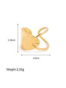 Uworld 1 szt Wodoodporny Zmatowienie  Hipoalergiczny Srebrny Pozłacane 18-karatowym złotem Stal Nierdzewna Pierścień Szeroki Prezent Prosty Fale  Wzór liścia Geometryczny Otwór Pierścionki Dla kobiet Impreza Noszenie