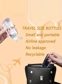 5入組 3.4 盎司/100 毫升可再填充透明塑膠空擠壓瓶，附翻蓋 - TSA 旅行瓶，適用於液體盥洗用品、洗髮精、護髮素和乳液 - 無色 - 查看 4