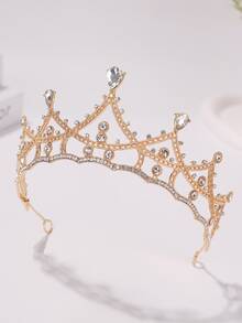 1 Pieza Diadema Dulce Decorada Con Brillantes Y Corona De Princesa De Moda Para Fiesta De Cumpleaños - Dorado - Ver 2