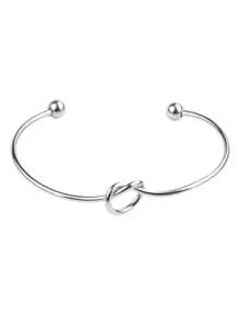 1入組女士時髦不銹鋼打結手鐲帶選項無窮標誌,五角星,月亮和開放式手鐲手鍊 - 銀色 - 查看 13