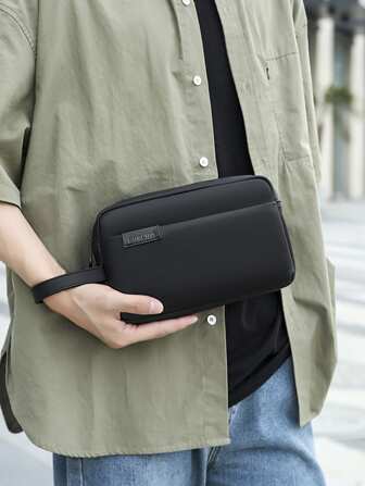 gorchis Nuevo bolso de mano de gran capacidad para hombres con múltiples bolsillos, impermeable y con diseño, adecuado para viajes, neceser, bolso de mano, bolso de muñeca, bolso, bolso organizador práctico y elegante, monedero, regalo para hombres, bolso de pecho, bolso lateral, bolso de mensajero, bolso de cuero, bolso tipo hobo, bolso vintage negro, esenciales de viaje