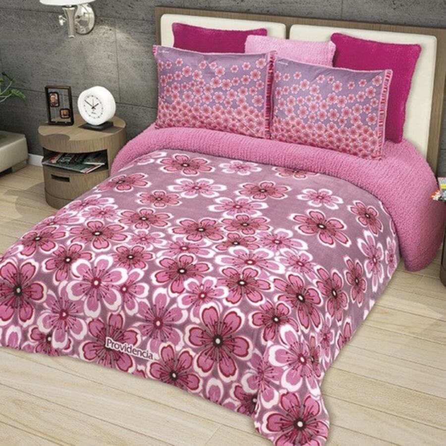 Cobertor Jumbo Matrimonial con Borrega – Súper Suave, Cálido y con Diseños Trendy para esta temporada de Frio- Beautty Home - Rosa - Ver 1