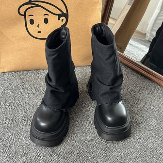 British Style Fashion Women's Boots, Small Batch Design High Tube Boots, Platform Thick Bottom Cowgirl Boots, All-match Mid Tube Popular Boots