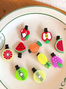 10pcs/set Princess Style Fruit Shaped Soft Clay Hair Clips, Suitable For Daily Wear - Multicolor - View 4