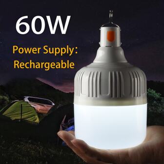 Bombilla Led Exterior De 60w Recargable Usb, Portátil Y Súper Brillante Para Colgar, Adecuada Para Camping Y Carpa