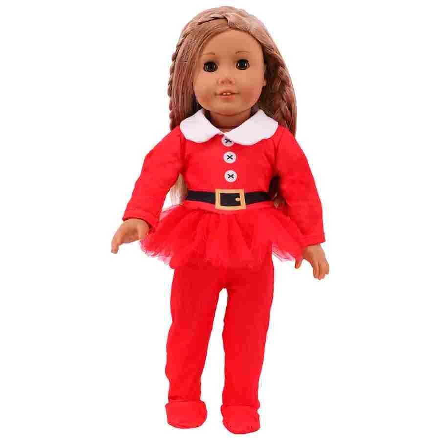 適用於春/秋/冬季的聖誕娃衣服,長袖聖誕老人服裝(不包括娃娃)