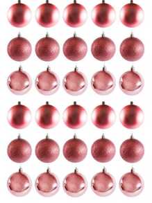 Kit 30 Bolas De Natal Rose  Mista Fosca/ Lisa/ Glitter  Decoração Árvore de Natal Pendente Enfeite Natalino