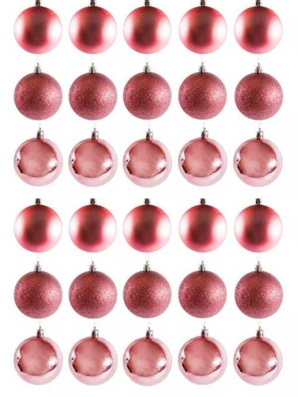Kit 30 Bolas De Natal Rose  Mista Fosca/ Lisa/ Glitter  Decoração Árvore de Natal Pendente Enfeite Natalino