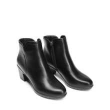 Women's Low Chunky Block Heel Ankle Booties Fashion Almond Toe Fall Heeled Short Boots Shoes - PU ĐEN - Xem 3