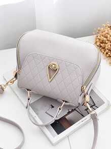 Lattice-Pattern Fashionable Ladies Handbag, Best Mother Day Gifts Ever - Grey - View 3