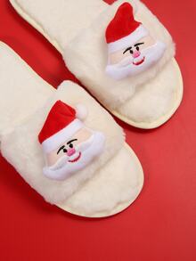 Chanclas de casa de mujeres de moda Papá Noel de Navidad decorativo - Blanco - Ver 6