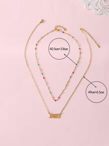 2pcs Simple & Fashionable Year Number Pendant Necklace Set - Multicolor - View 4