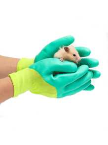 1pair Hamster Bite-Resistant Training Gloves For Small Pets, Green - Multicolor - View 1