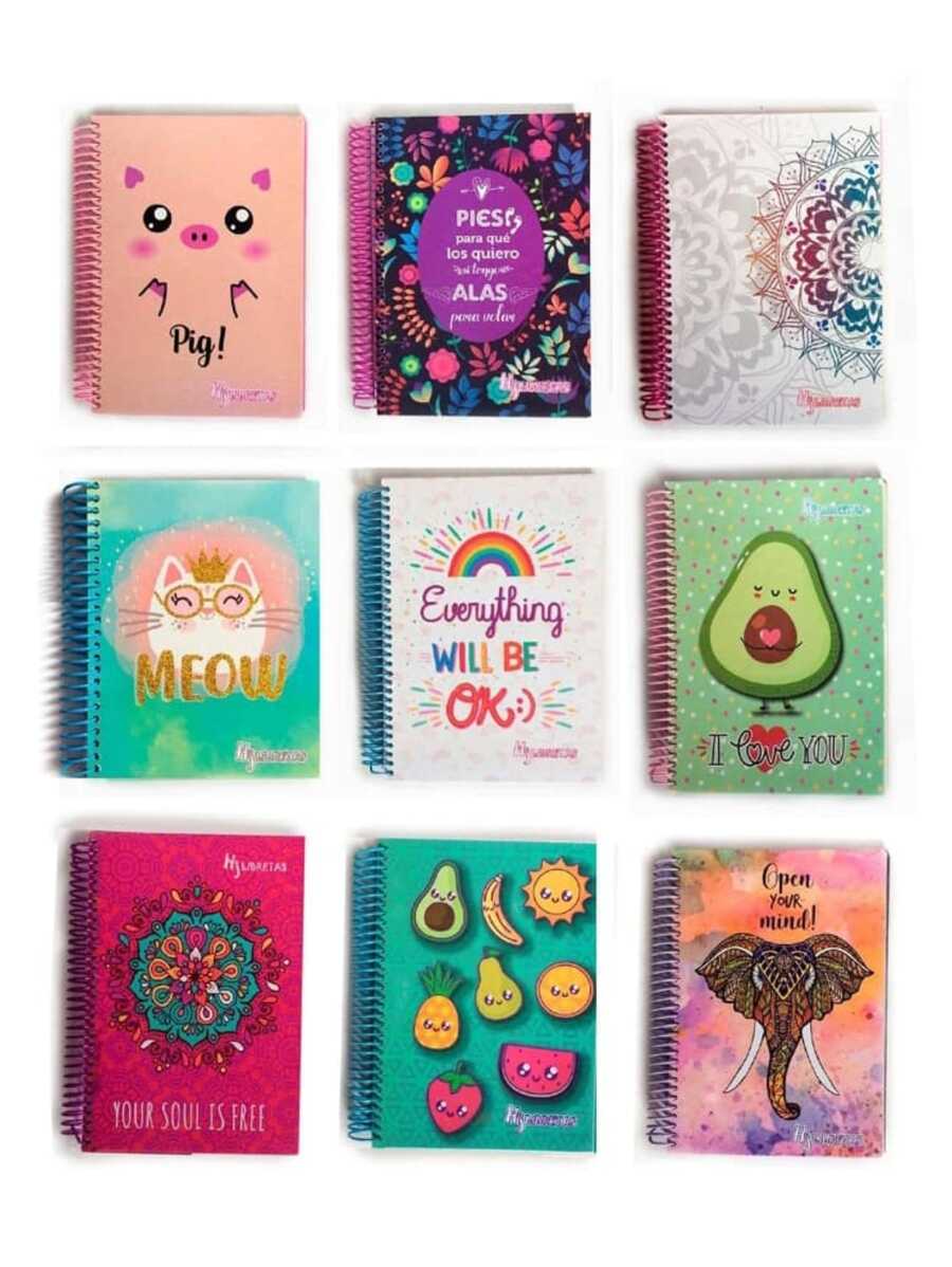 Libretas profesional de CUADRO CHICO 100 hojas decoradas pasta dura IdeasHJ - Rosa coral - Ver 1