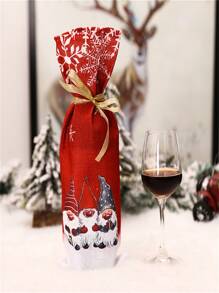 TYFYO 1pc Christmas Forest Man Pattern Printed Wine Bottle Cover, Santa Claus Table Decoration And No Face Man Red Wine Bottle Cover,Christmas - Multicolor - View 3