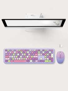 Juego de teclado y ratón inalámbricos Mofii 666, diseño ultradelgado y lindo, adecuado para hogar y oficina, compatible con la mayoría de los dispositivos excepto  Apple Laptop e iPad - Morado - Ver 8
