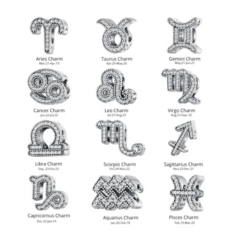 1pc 925 Sterling Silver Vintage 12 Zodiac Constellation Beads Orignal  Aries Libra Charms Fit DIY Bracelet Necklace  Women's Birthday Gift